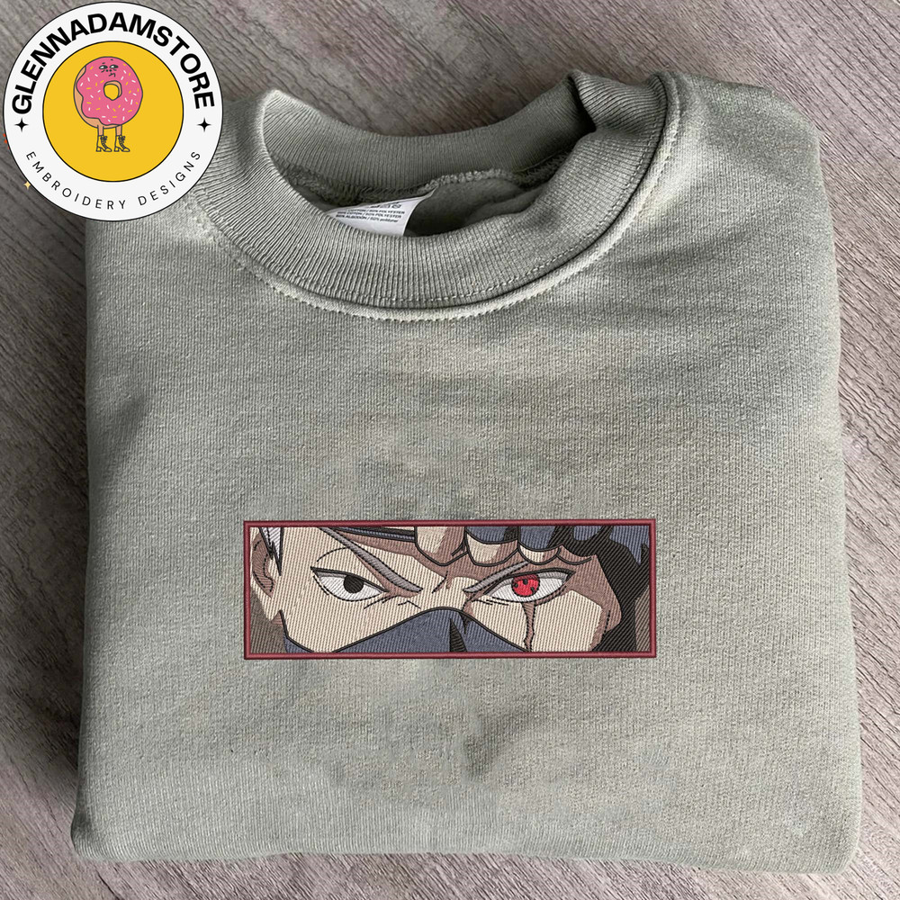 Naruto Embroidered Sweatshirt, Kakashi Anime Embroidered Sweatshirt, Anime Embroidered Crewneck, Anime Embroidered Gift.jpg