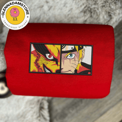 naruto embroidered sweatshirt, naruto x kurama anime embroidered sweatshirt, anime embroidered crewneck, anime embroider