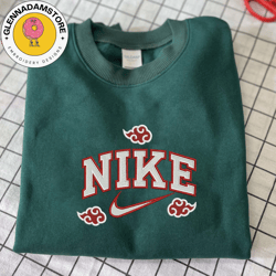 nike x akatsuki embroidered sweatshirt, naruto anime embroidered sweatshirt, anime embroidered crewneck, anime gift, emb