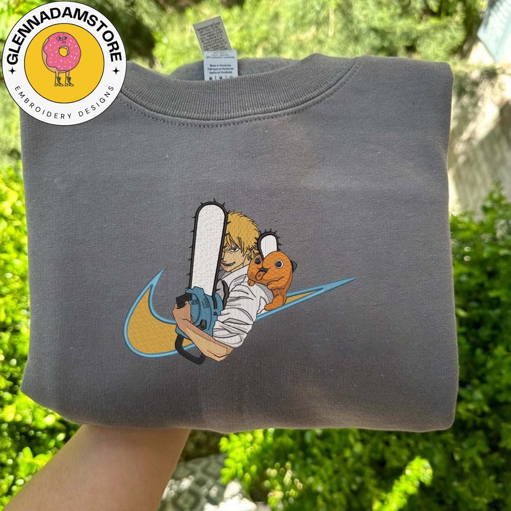 NIKE X Denji Embroidered Sweatshirt, Chainsaw Man Anime Embroidered Sweatshirt, Anime Embroidered Crewneck, Anime Gift.jpg