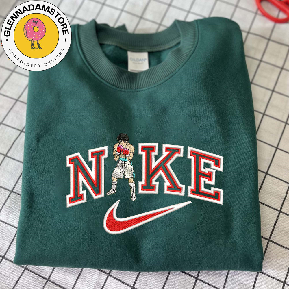 NIKE X Ippo Embroidered Sweatshirt, Hajime no Ippo Anime Embroidered Sweatshirt, Anime Embroidered Crewneck, Best Anime.jpg