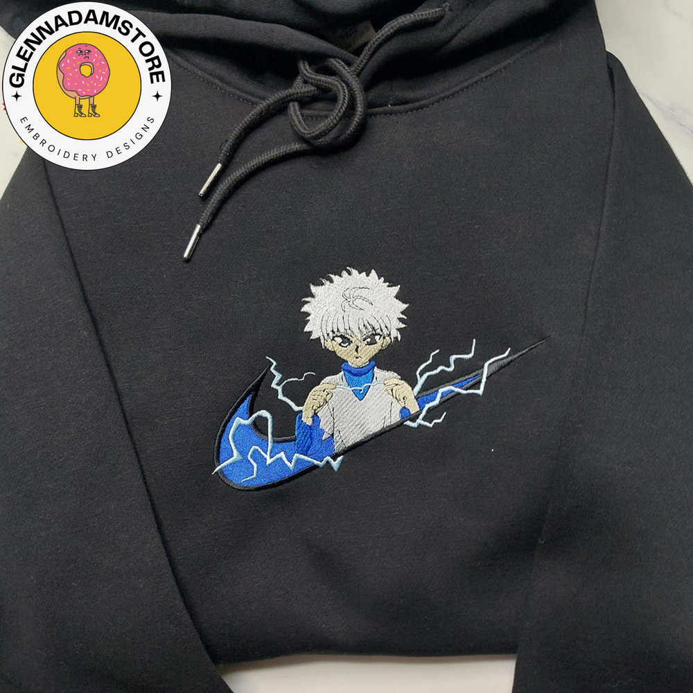 NIKE X Killua Embroidered Sweatshirt, Hunter x Hunter Anime Embroidered Sweatshirt, Anime Embroidered Crewneck, Best Ani 2.jpg