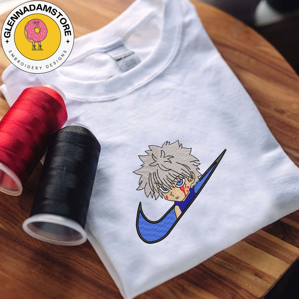 NIKE x Killua Embroidered Sweatshirt, Hunter x Hunter Anime Embroidered Sweatshirt, Custom Anime Embroidered Crewneck, A.jpg