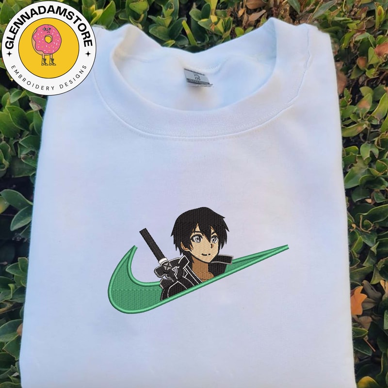 NIKE x Kirito Embroidered Sweatshirt, Sword Art Online Anime Embroidered Sweatshirt, Custom Anime Embroidered Crewneck,.jpg