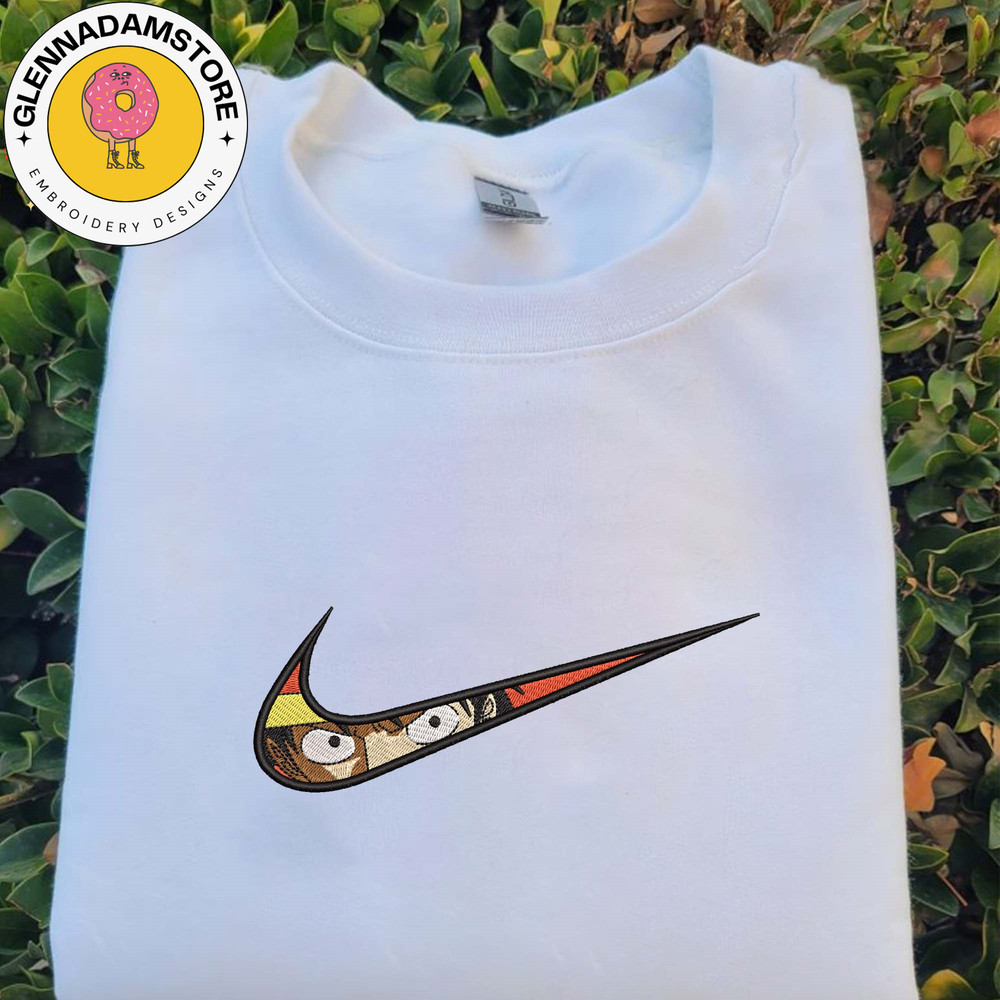 NIKE x Luffy Embroidered Sweatshirt, One Piece Anime Embroidered Crewneck, Anime Embroidered Sweatshirt, Anime Gift.jpg