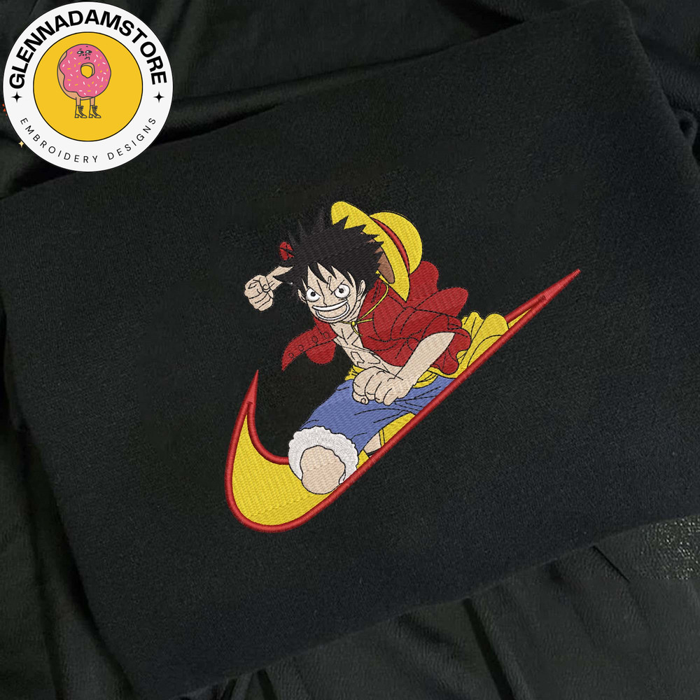 NIKE X Luffy Embroidered Sweatshirt, One Piece Anime Embroidered Sweatshirt, Custom Anime Embroidered Crewneck, Best Ani.jpg
