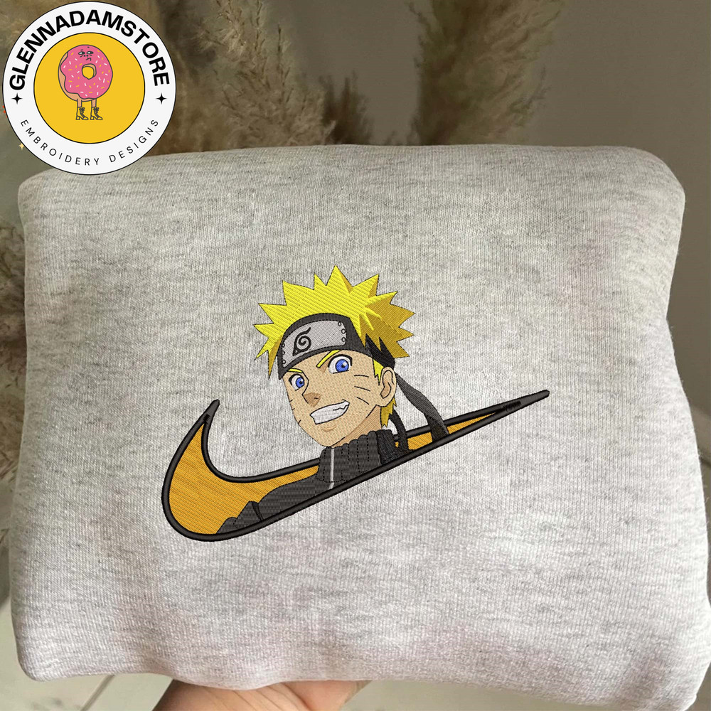 NIKE X Naruto Embroidered Sweatshirt, Inspired Anime Embroidered Sweatshirt, Anime Embroidered Crewneck, Anime Embroider.jpg