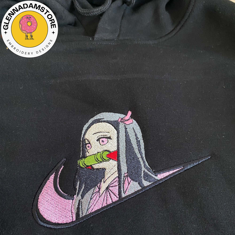 NIKE X Nezuko Embroidered Sweatshirt, Demon Slayer Anime Embroidered Sweatshirt, Custom Anime Embroidered Crewneck, Best.jpg