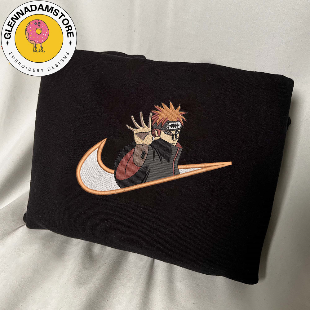 NIKE x Pain Embroidered Sweatshirt, Naruto Anime Embroidered Sweatshirt, Custom Anime Embroidered Crewneck, Anime Gifts.jpg