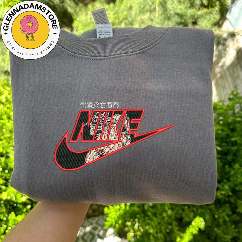 NIKE x Raiden Tameemon Embroidered Sweatshirt, Ragnarok Anime Embroidered Sweatshirt, Custom Anime Embroidered Crewneck,.jpg