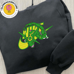 nike x rayquaza embroidered sweatshirt, pokemon anime embroidered sweatshirt, custom anime embroidered crewneck, best an