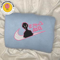 nike x shigeo embroidered sweatshirt, mob psycho anime embroidered sweatshirt,anime embroidered crewneck, embroidere