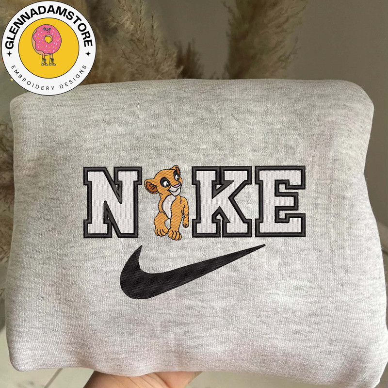NIKE X Simba And Nala Embroidered Sweatshirt, Brand Embroidered Sweatshirt, Brand Embroidered Hoodie, Inspired Brand Emb.jpg