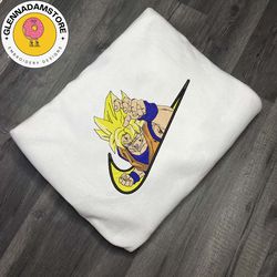 nike x son goku embroidered sweatshirt, dragon ball anime embroidered crewneck, anime embroidered sweatshirt, best-selli