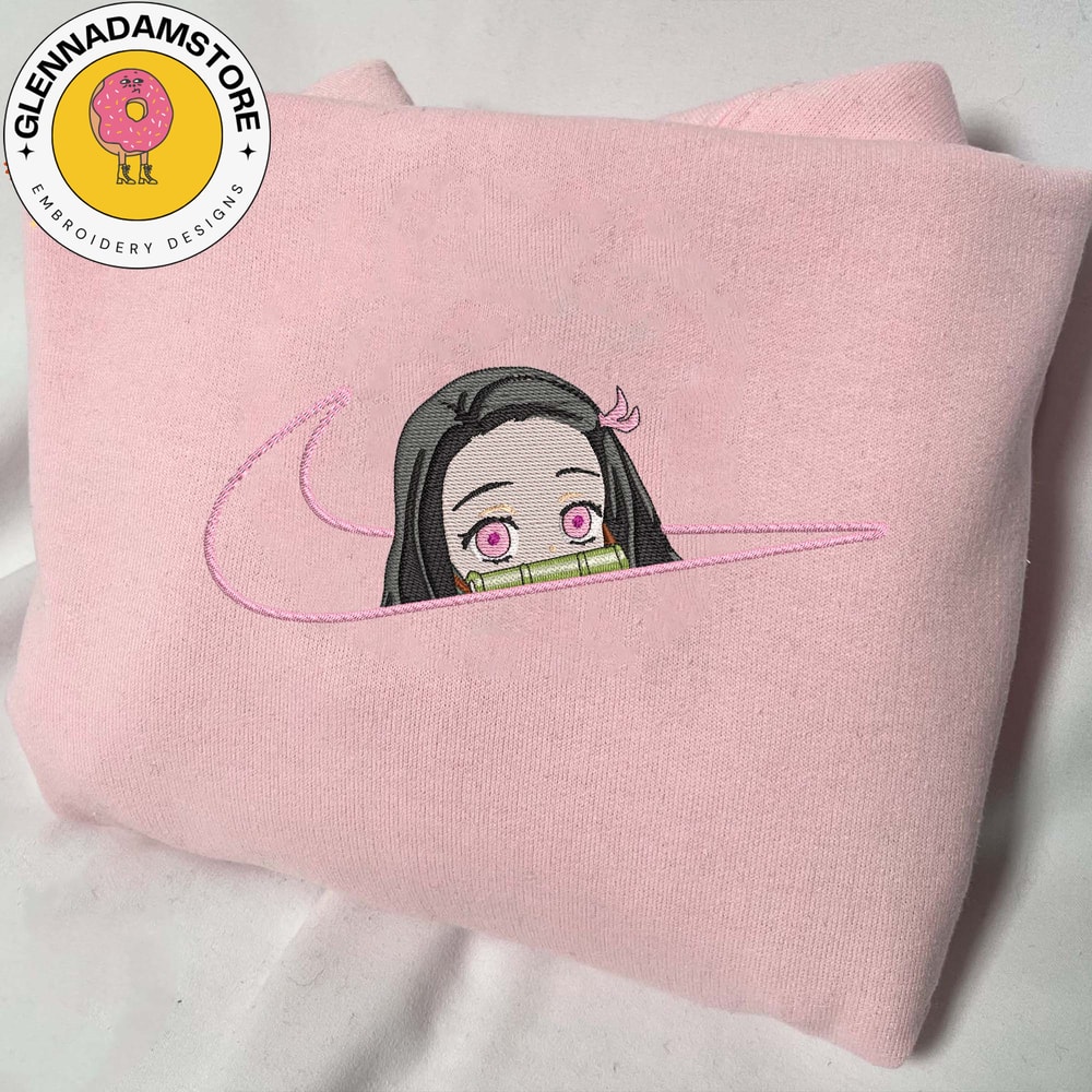 NIKE x Nezuko Embroidered Sweatshirt, Demon Slayer Anime Embroidered Sweatshirt, Anime Embroidered Crewneck, Anime Embro.jpg