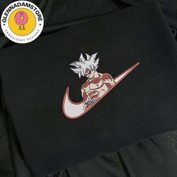 nike x son goku embroidered sweatshirt, dragon ball embroidered sweatshirt, anime embroidered crewneck, anime sweatshirt