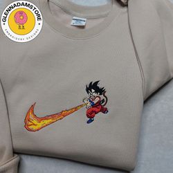 nike x son goku embroidered sweatshirt, dragon ball anime embroidered sweatshirt, unisex embroidered sweatshirt, mange e