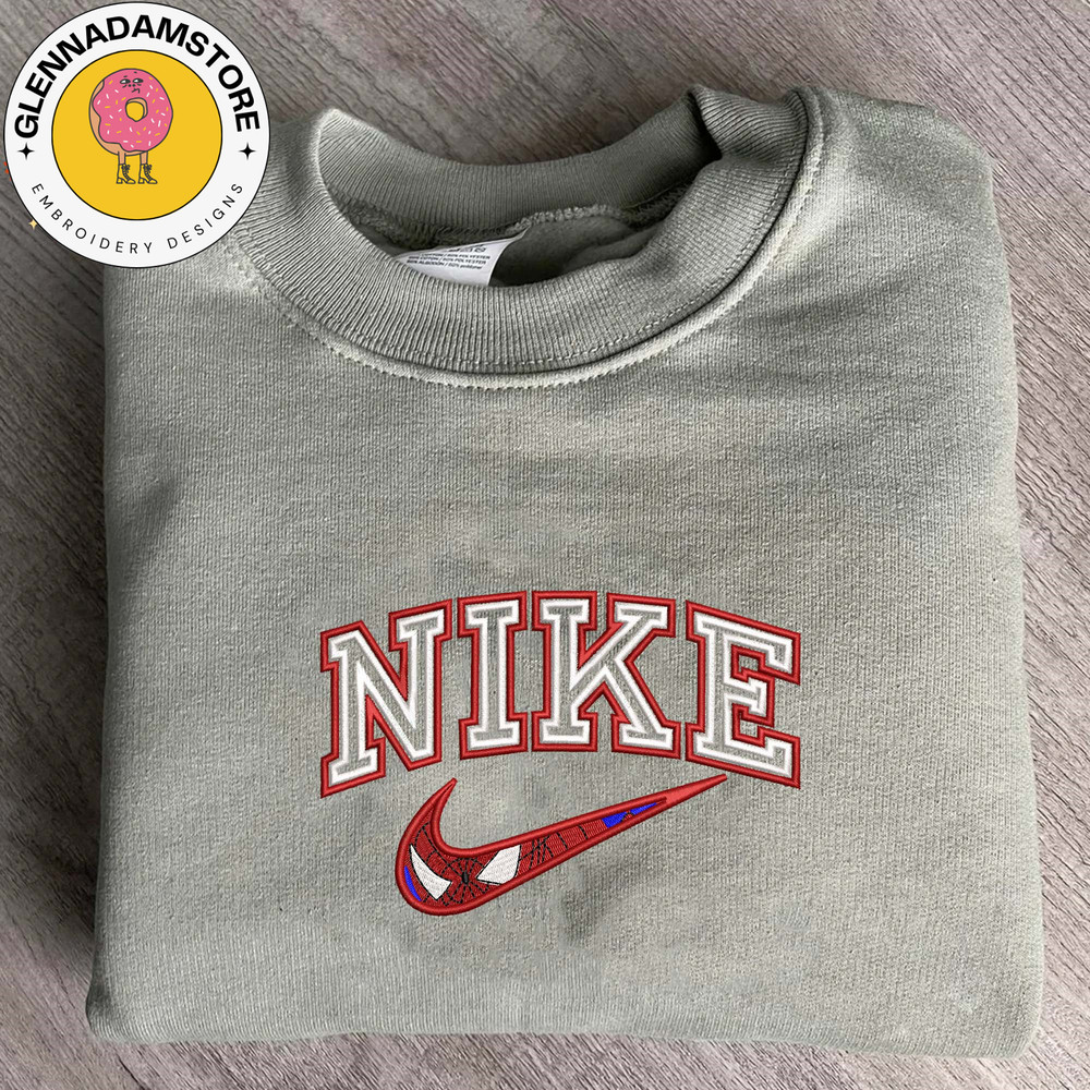 NIKE x Spider Man Embroidered Sweatshirt, Inspired Brand Embroidered Sweatshirt, Brand Embroidered Crewneck, Brand Embro.jpg
