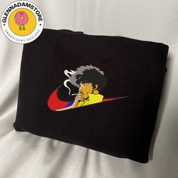 nike x spike embroidered sweatshirt, cowboy bebop anime embroidered sweatshirt, anime embroidered crewneck, anime gift,