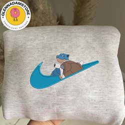 nike x squirtle embroidered sweatshirt, pokemon anime embroidered sweatshirt, anime embroidered crewneck, embroidered an