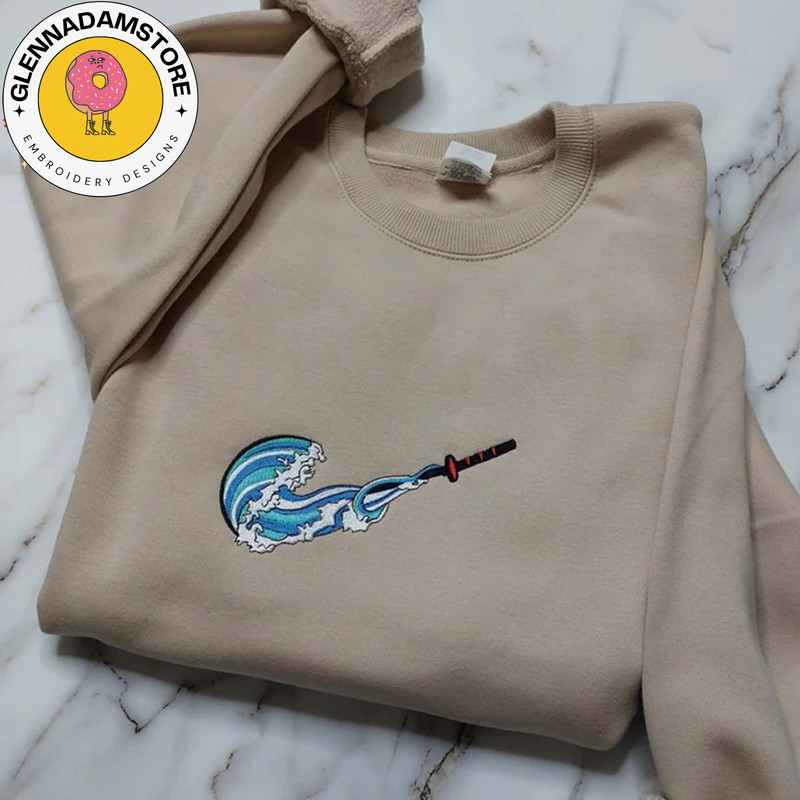 NIKE x Tanjiro Embroidered Sweatshirt, Demon Slayer Anime Embroidered Sweatshirt, Custom Anime Embroidered Crewneck, Ani.jpg