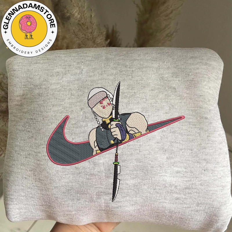 NIKE X Tengen Uzui Embroidered Sweatshirt, Demon Slayer Anime Embroidered Sweatshirt, Anime Embroidered Crewneck, Best A.jpg