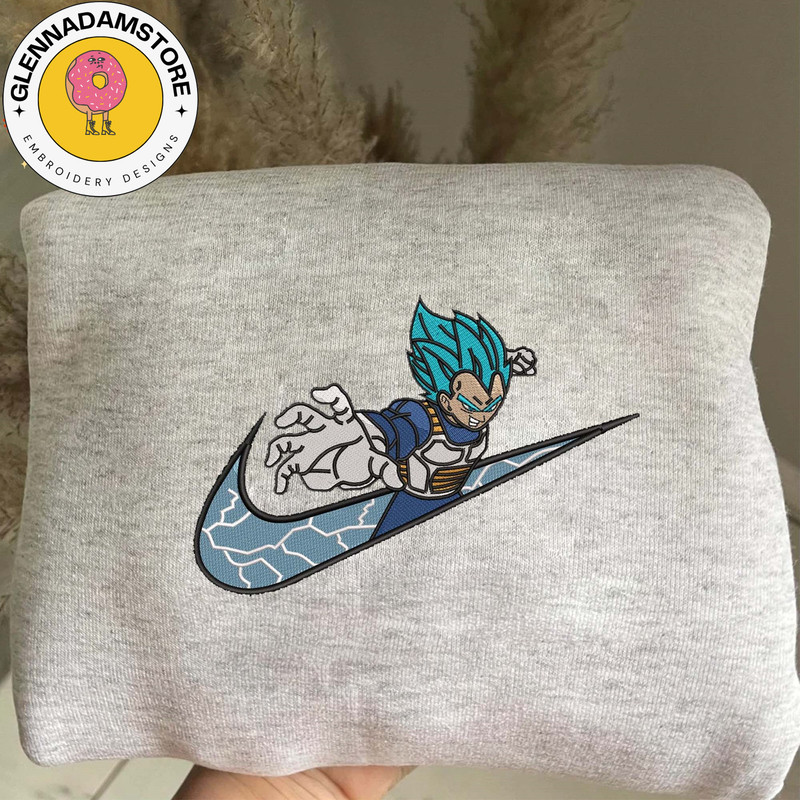 NIKE x Vegeta Embroidered Sweatshirt, Dragon Ball Z Anime Embroidered Sweatshirt, Manga Embroidered Crewneck, Anime Swea.jpg