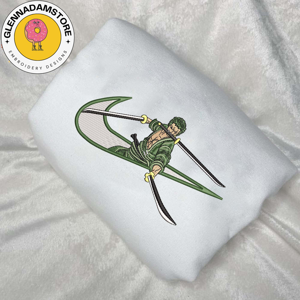 NIKE x Zoro Embroidered Sweatshirt, One Piece Anime Embroidered Sweatshirt, Custom Anime Embroidered Crewneck, Anime Emb.jpg