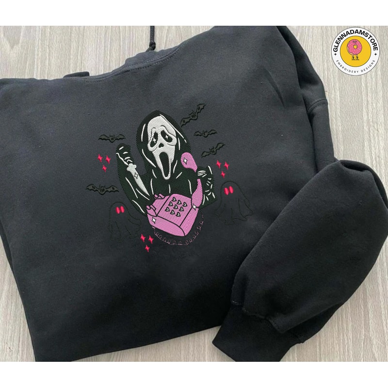 No You Hang Up Embroidery File, Halloween Serical Killer Embroidery File, Face Ghost Embroidery Machine Design.png