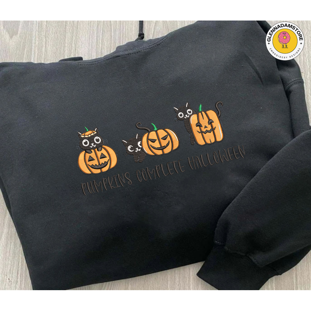 Pumpkins Complete Halloween Embroidery Design, Black Cat Embroidery Design, Pumpkin Halloween Embroidery File.jpg