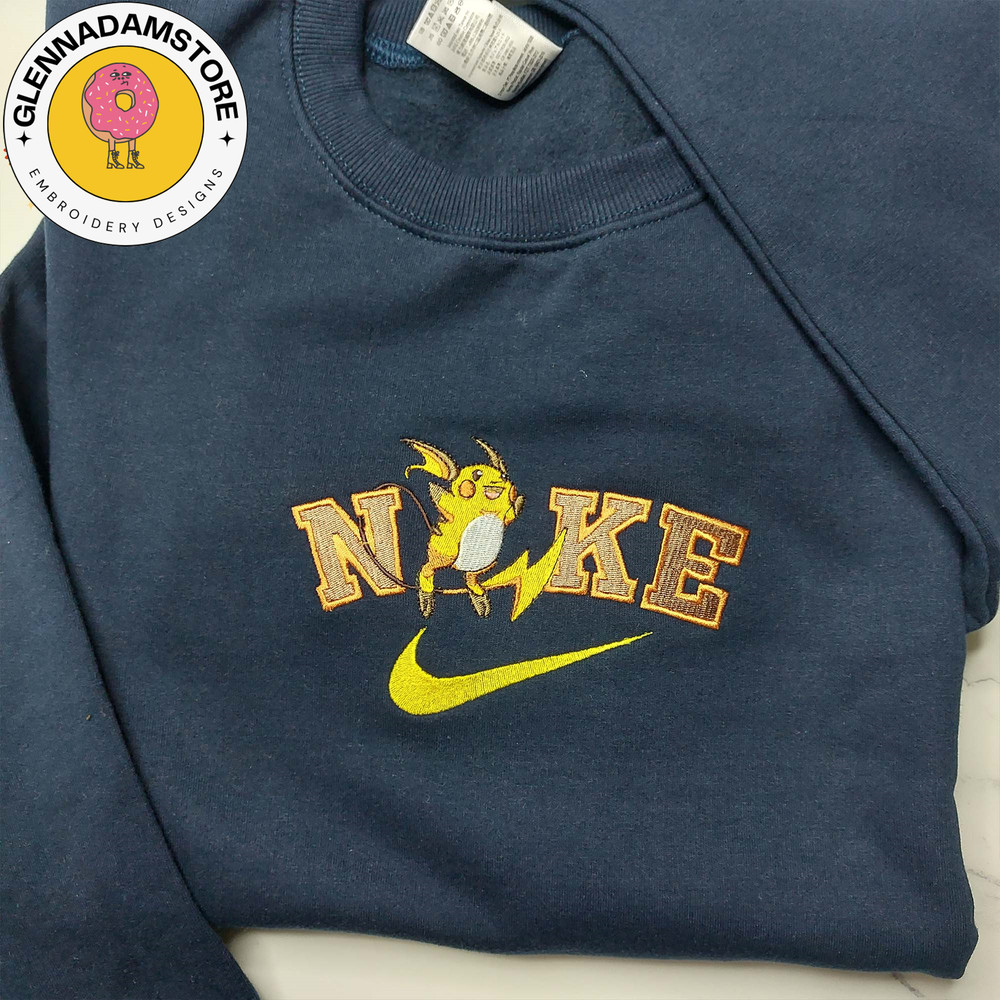 Raichu X NIKE Embroidered Sweatshirt, Pokemon Anime Embroidered Sweatshirt, Custom Anime Embroidered Crewneck, Best-sell.jpg