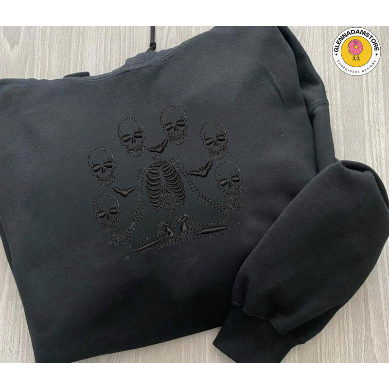 Skeleton Halloween Embroidery File, Stay Spooky Embroidery Machine Design, Scary Skull Embroidery Design.jpg