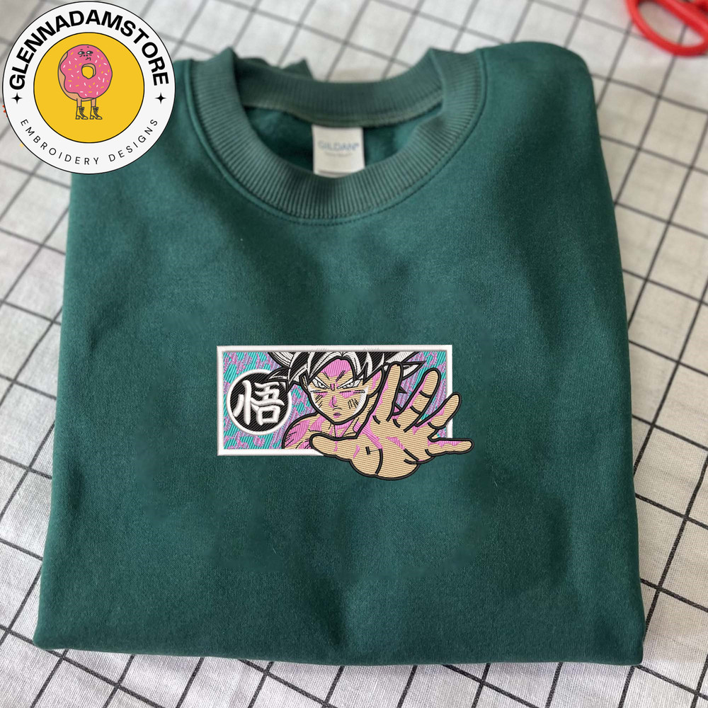 Son Goku Embroidered Sweatshirt, Dragon Ball Anime Embroidered Sweatshirt, Custom Anime Embroidered Crewneck, Anime Embr.jpg