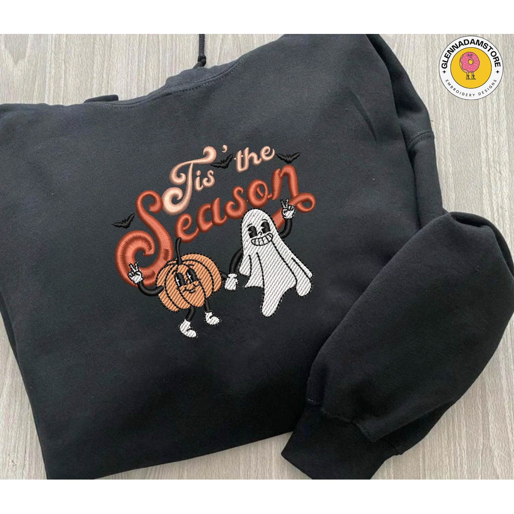 Spooky Halloween Embroidery File, Tis The Season Embroidery Design, Scary Pumpkin Embroidery File.jpg