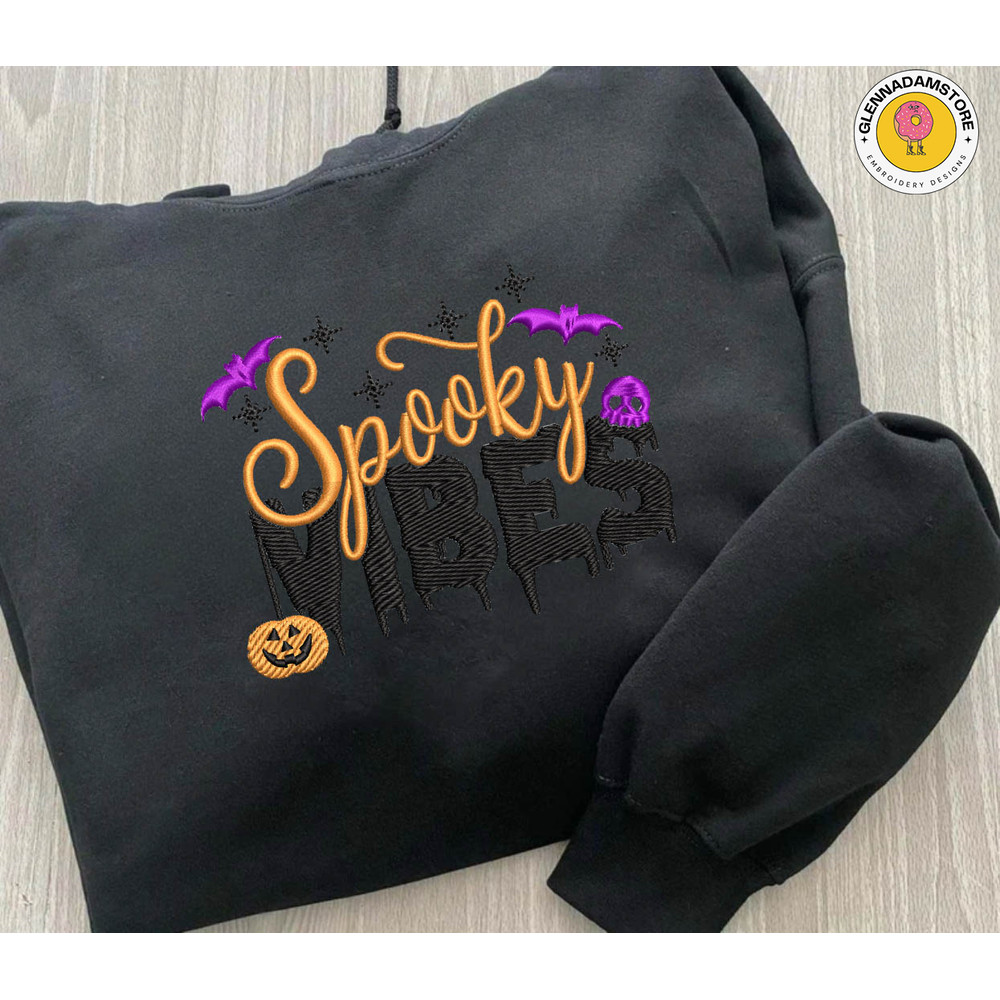 Spooky Vibes Embroidery Design, Stay Spooky Craft Embroidery File, Spooky Halloween Embroidery Design.jpg
