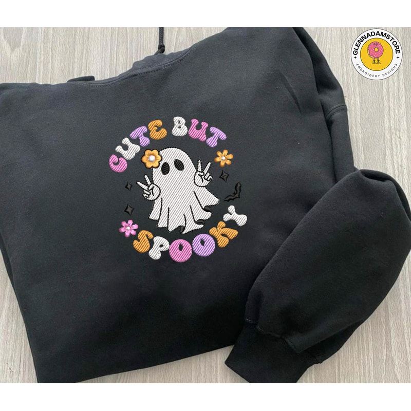 Spooky Vibes Embroidery File, Cute But Spooky Embroidery Design, Spooky Halloween Embroidery File, Instant Download.jpg