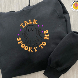 talk spooky to me embroidery design, spooky season craft embroidery file, stay spooky halloween embroidery file