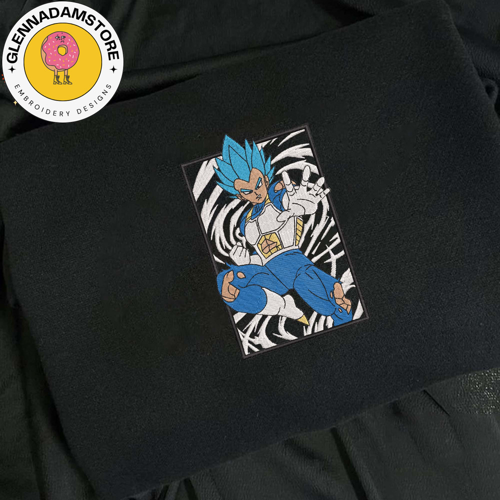 Vegeta Embroidered Sweatshirt, Dragon Ball Anime Embroidered Sweatshirt, Custom Anime Embroidered Crewneck, Anime Embroi 2.jpg