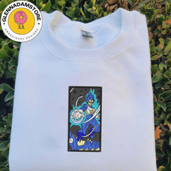 vegeta embroidered sweatshirt, dragon ball anime embroidered sweatshirt, custom anime embroidered crewneck, anime embroi