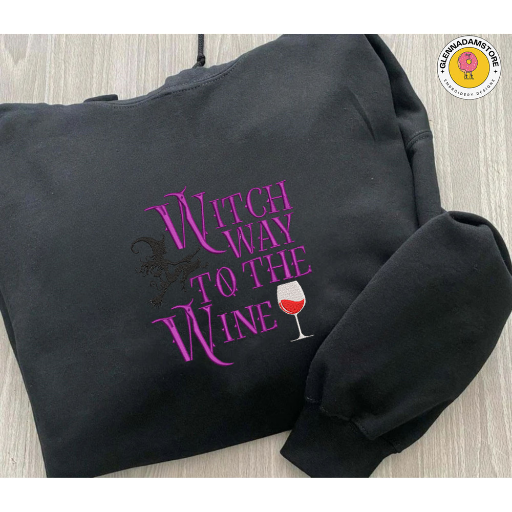 Witches Halloween Embroidery Design, Witch Way To The Wine Scary Halloween Embroidery Design, Horror Halloween Embroidery Design For Shirt.jpg