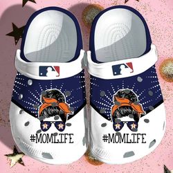 astros mom life gift for fan rubber clog crocs shoescrocband clogs, custom crocs