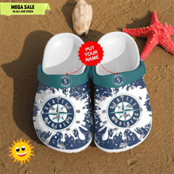 baseball s. mariners for baseball fans men women crocs clog shoes, custom crocs