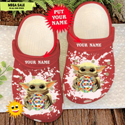 personalized mlb baseball chicago cubs baby yoda autism awareness crocs clog shoes, custom crocs