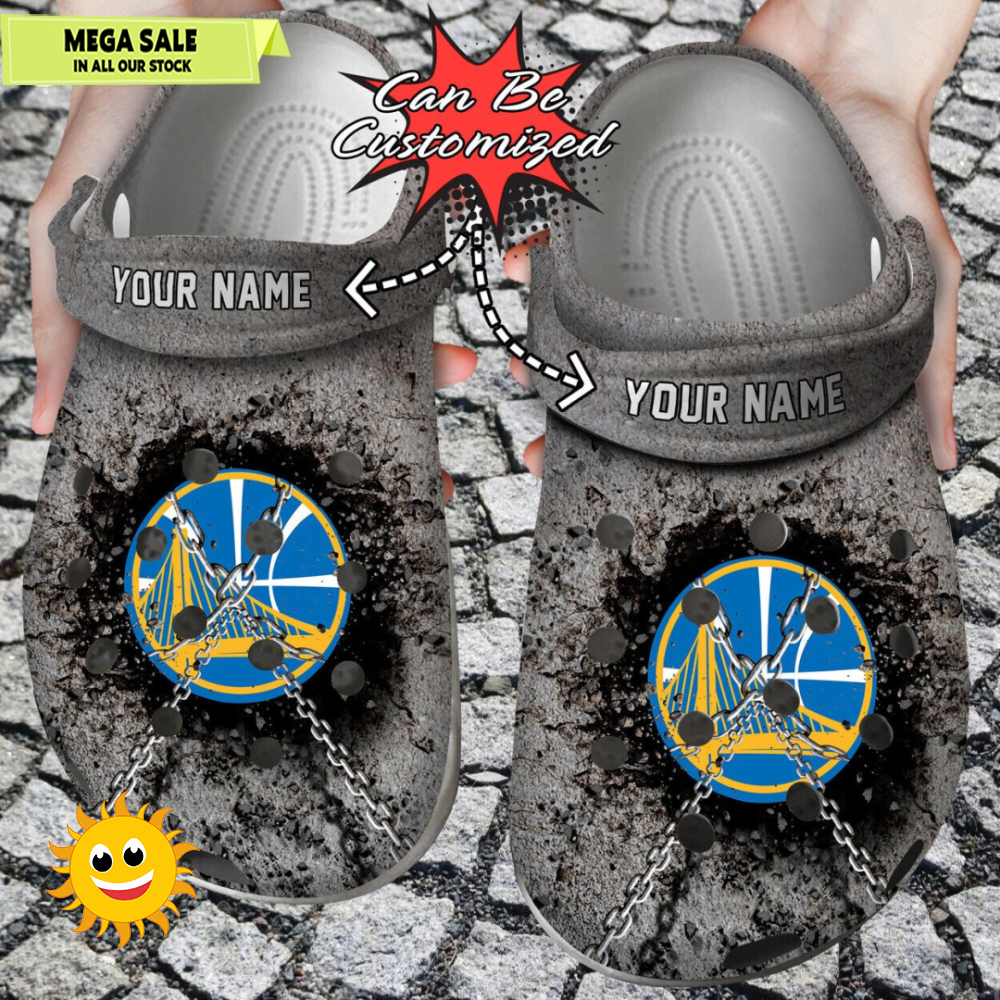 Basketball Golden State Warriors Personalized Chain Breaking Wall Clog Shoes 365crocsjpg