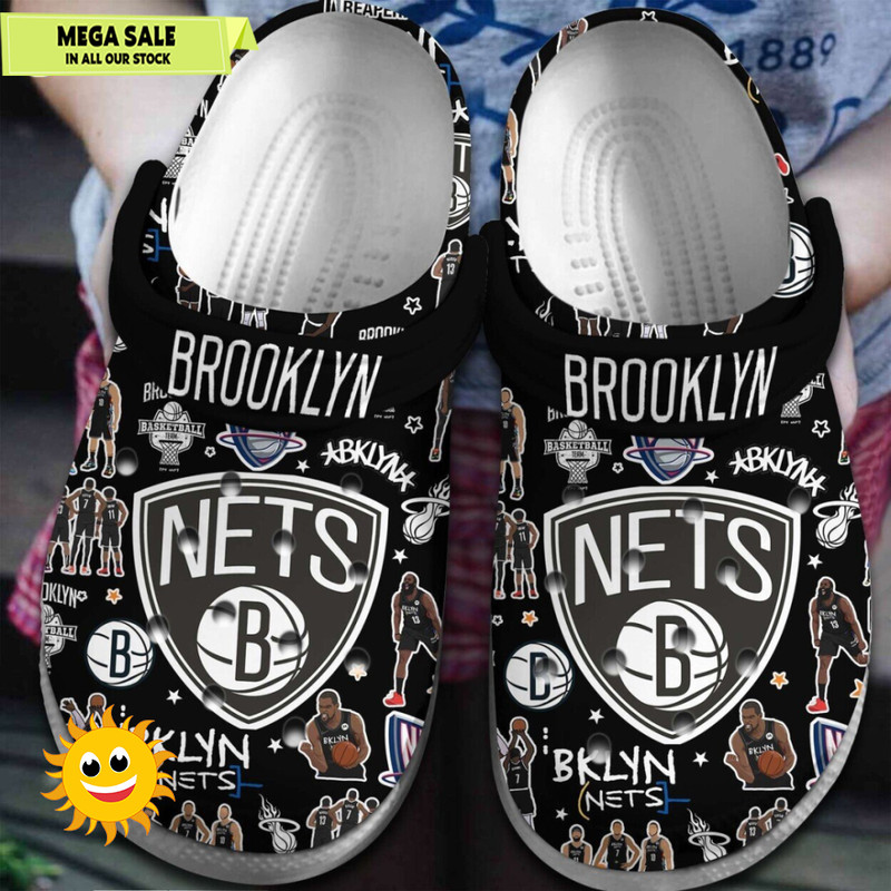 Brooklyn Nets NBA Basketball Sport Crocs Clogs Shoes Comfortable  365crocsjpg