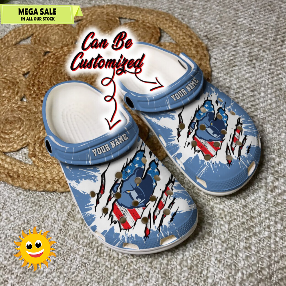 Memphis Grizzlies Personalized Memphis Grizzlies Basketball Ripped American Flag Clog Shoes - 365crocs.jpg