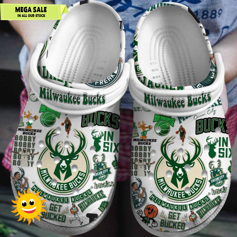 Milwaukee Bucks Basketball team NBA Sport Crocs Clogs Shoes Comfortable 365crocsjpg