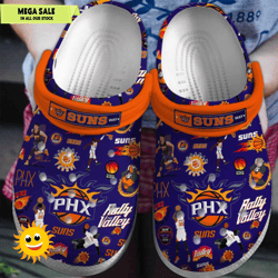 phoenix suns nba basketball fan comfort clogs suns up spirit high, custom crocs