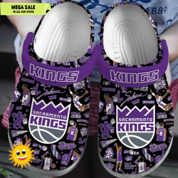 sacramento kings nba basketball inspired unique comfortable clog shoe design, custom crocs