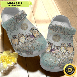 4 owls and flower pattern clogs shoes gifts for birthday thanksgiving christmas